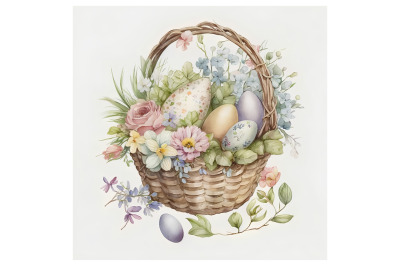 Watercolor Floral Easter Basket
