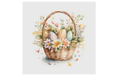 Watercolor Easter Eggs Basket