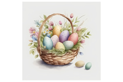 Watercolor Eggs Basket