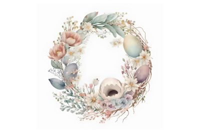Watercolor Easter Eggs Wreath