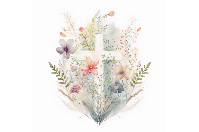 Watercolor Easter Cross 2