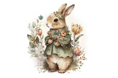 Watercolor Vintage Easter Bunny