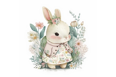 Watercolor Bunny Baby Girl
