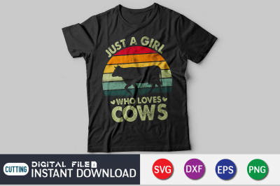 Retro Just a Girl Who Loves Cows Funny T-Shirt