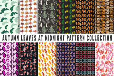 Autumn Leaves at Midnight Pattern - Fabric Collection Of Original Artw