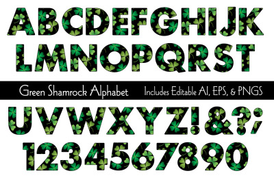 Shamrock Pattern Digital Alphabet Clipart