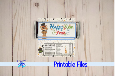 Happy New Year Bear Candy Bar Wrapper v1