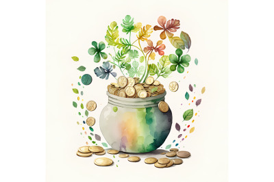 Watercolor St. Patricks Money Pot