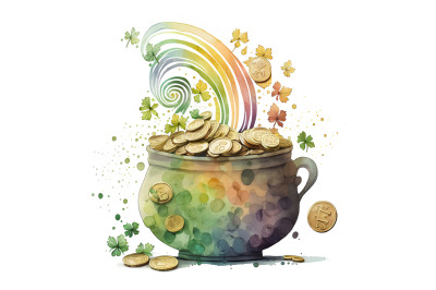 Watercolor St. Patricks Magic Money Pot