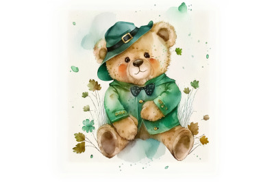 Watercolor St. Patricks Teddy Bear