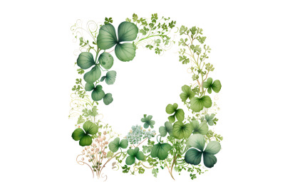 Watercolor St. Patricks Clover Wreath