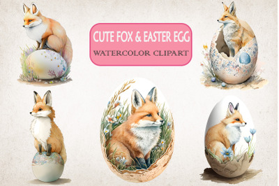 Cute Fox &amp; Easter Egg Clipart Bundle