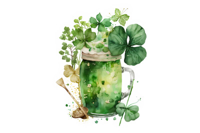 Watercolor St. Patricks Green Drink