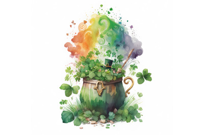 Watercolor St. Patricks Rainbow Potion Pot