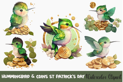 Hummingbird &amp; Coins St Patrick&#039;s Day Clipart Bundle
