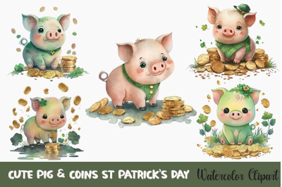 Cute Pig &amp; Coins St Patrick&#039;s Day Bundle