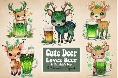 Cute Deer Loves Beer St Patrick&#039;s Day