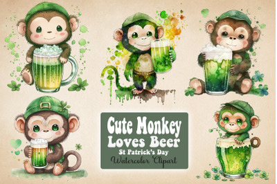 Cute Monkey Loves Beer St Patrick&#039;s Day Bundle