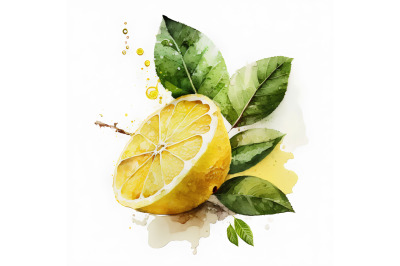Watercolor Half Lemon