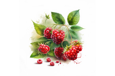 Watercolor Raspberries