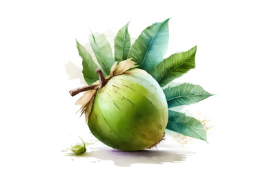 Watercolor Young Coconut