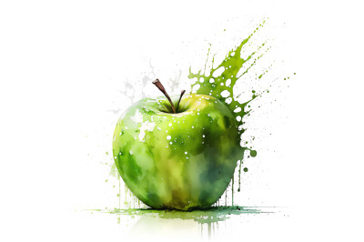 Watercolor Green Apple