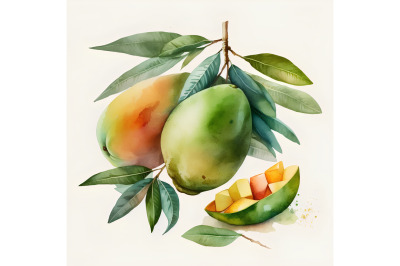 Watercolor Green Mango