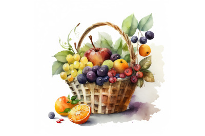 Watercolor Fruit Basket