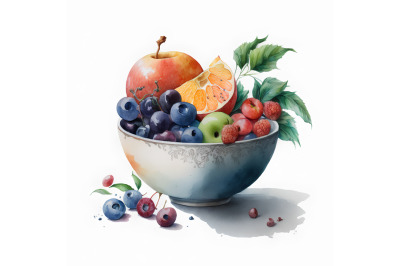 Watercolor Fruit Bowl