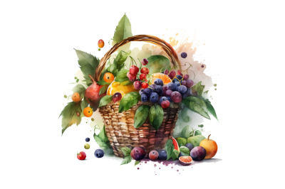 Watercolor Fruit Basket 2