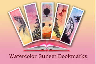 Watercolor Sunset Bookmarks