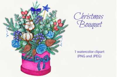 Watercolor Clipart Christmas Bouquet
