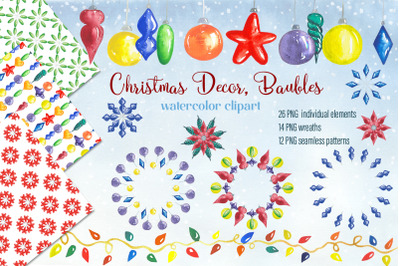 Watercolor Christmas Decor Baubles