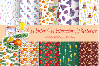 Winter Watercolor Patterns
