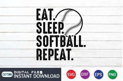 Eat Sleep SoftBall Repeat SVG