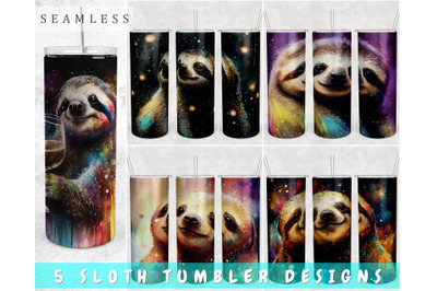 Cute Sloth Tumbler Wraps Bundle, 20 Oz Skinny Tumbler Sloth PNG