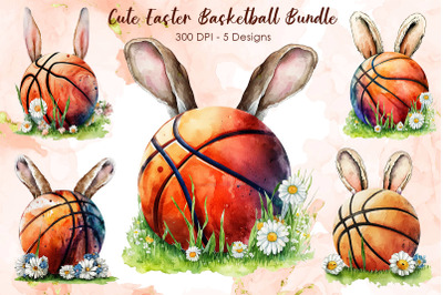 Cute Easter Basketball Cliparts Bundle