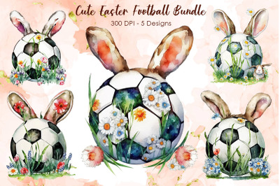 Cute Easter Football Cliparts Bundle