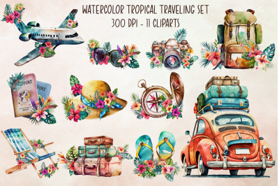 Watercolor Tropical Traveling Set