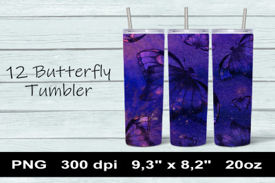 Butterfly Tumbler 20 oz Wrap PNG