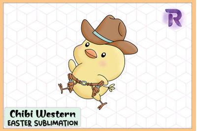 Retro Western Easter Chick Cowboy