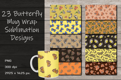 Butterfly Mug Wrap Sublimation Design 15 oz.