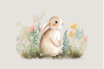 Watercolor Spring Bunny