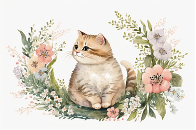 Watercolor Spring Kitten