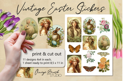 Easter Bunny Printable Stickers Easter Vintage Scrapbooking