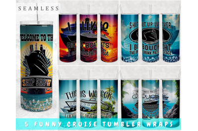 Funny Cruise Tumbler Wraps Bundle, 20 Oz Skinny Tumbler Cruise PNG