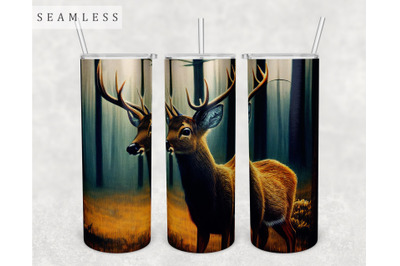 Deer In The Forest Tumbler Wrap&2C; Deer Tumbler Sublimation Design