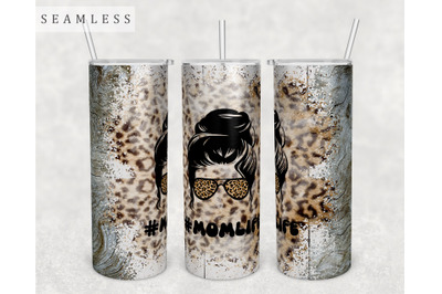 Mom Life Leopard Tumbler Wrap, Momlife Tumbler Sublimation Design