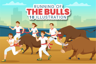 10 Running of the Bulls Illustration