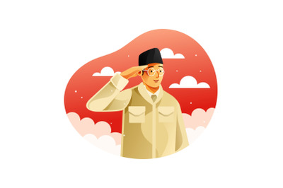 Indonesian patriot giving hand salute